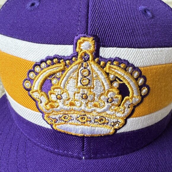 LA Kings Vintage Mitchell & Ness Purple Yellow Crown Hat 7 5/8 NHL Nostalgia - Picture 2 of 8
